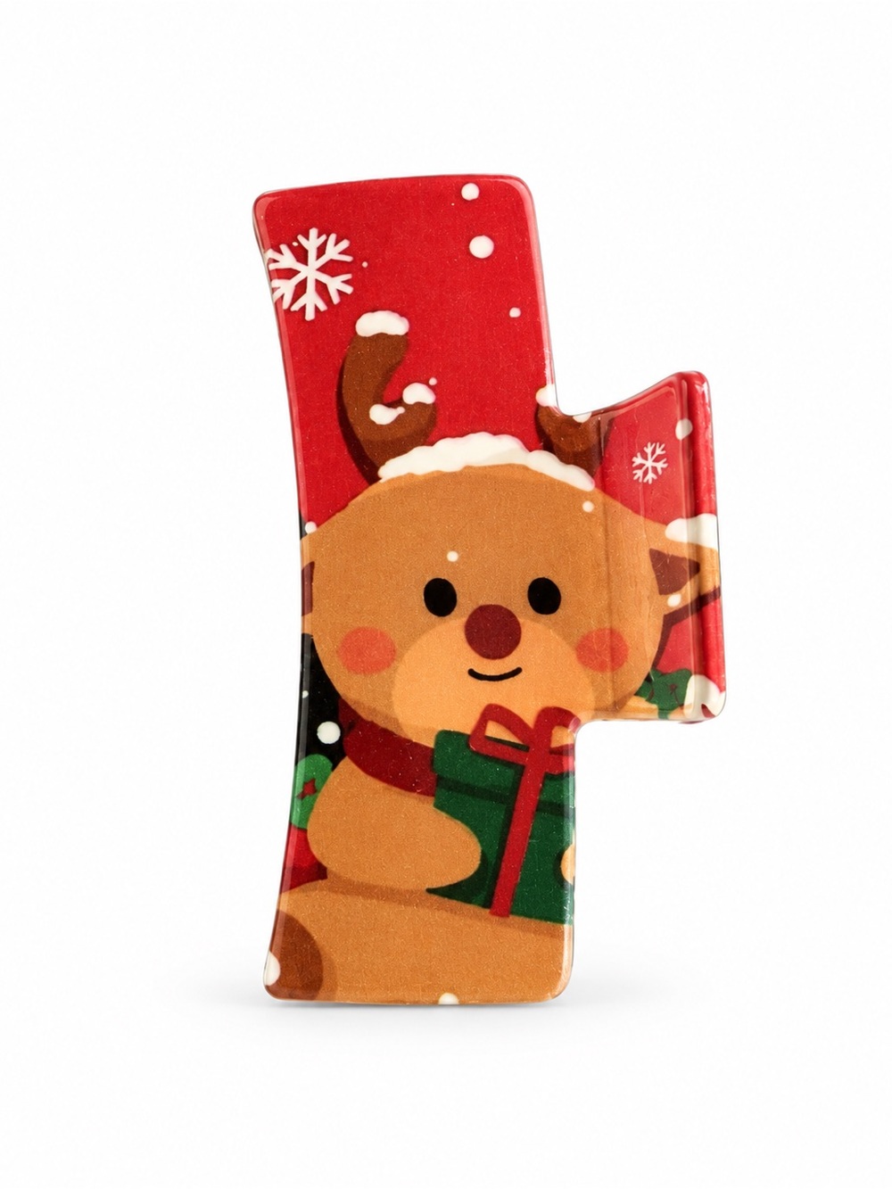 Teddy Bear Reindeer Christmas Gift Present Snowflake 3" Lobster Claw Hair Clip